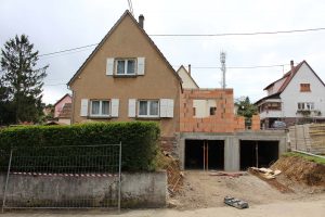 Chantier d'extension d'une maison dans le 67.