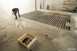 Photo d'un chantier de chape.