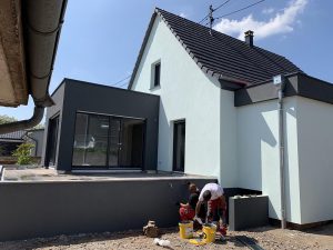 Chantier de gros œuvre avec isolation de façade et toiture dans le 67.