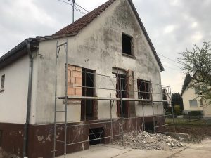 Chantier de création d'une extension et rénovation dans le 67.