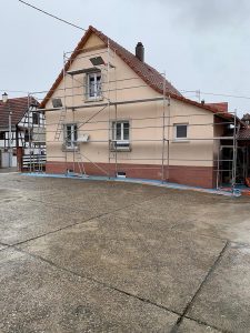 Chantier de ravalement de façade dans le 67.