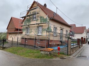 Chantier de ravalement de façade dans le 67.