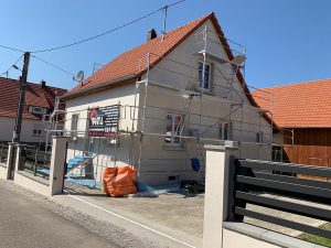 Chantier de ravalement de façade dans le 67.