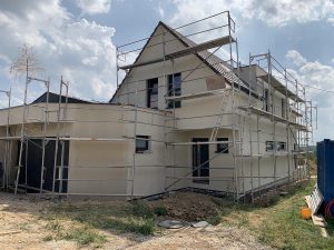 Chantier de construction d'une maison neuve dans le 67.