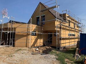 Chantier de construction d'une maison neuve dans le 67.