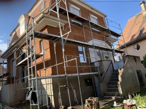 Chantier de ravalement de façade dans le 67.