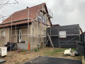 Chantier d'aménagement extérieur et création d'une extension dans le 67.