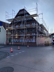 Chantier de ravalement de façade dans le 67.