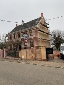Chantier de ravalement de façade dans le 67.