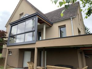 Chantier de ravalement de façade et aménagement d'une terrasse dans le 67.