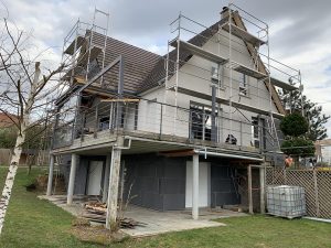 Chantier de ravalement de façade et aménagement d'une terrasse dans le 67.