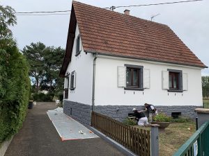 Chantier de ravalement de façade dans le 67.