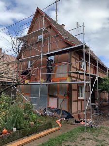Chantier de ravalement de façade dans le 67.