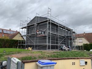 Chantier d'isolation extérieure de la façade dans le 67.