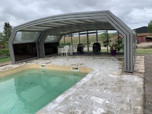 Chantier de pose de dalles en grès Cérame dans le 67.