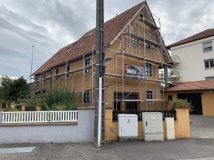 Chantier de ravalement de façade dans le 67.