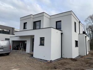 Chantier d'isolation extérieure avec ravalement de façade dans le 67.