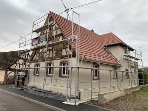 Chantier de ravalement de façade dans le 67.