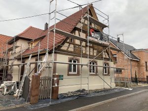 Chantier de ravalement de façade dans le 67.