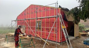 Chantier de construction en ossature bois dans le 67.