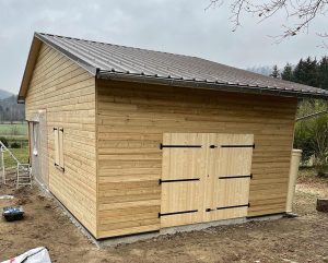 Chantier de construction en ossature bois dans le 67.