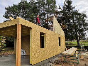 Chantier de construction en ossature bois dans le 67.