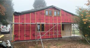 Chantier de construction en ossature bois dans le 67.