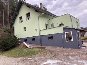 Chantier de création d'une extension avec isolation extérieure dans le 67.