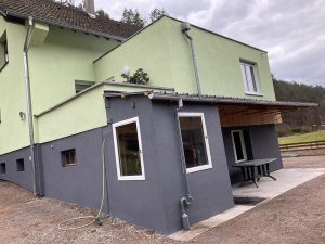 Chantier de création d'une extension avec isolation extérieure dans le 67.
