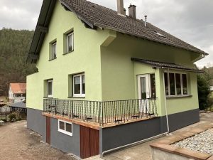 Chantier de création d'une extension avec isolation extérieure dans le 67.