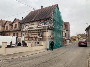 Chantier de ravalement de façade dans le 67.
