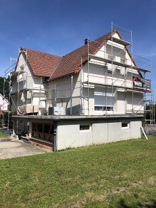 Chantier d'isolation extérieure et étanchéité sur terrasse dans le 67.