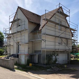 Chantier d'isolation extérieure et étanchéité sur terrasse dans le 67.