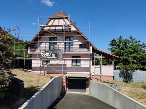 Chantier de ravalement de façade dans le 67.
