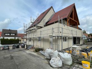 Chantier d'isolation extérieure et des rampants de toiture.