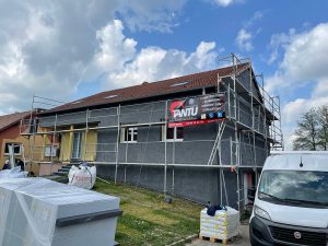 Chantier de ravalement de façade et isolation extérieure à Buhl.