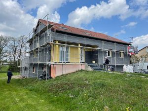 Chantier de ravalement de façade et isolation extérieure à Buhl.