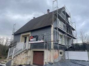 Chantier de ravalement de façade à Oberhoffen.