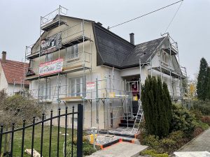 Chantier de ravalement de façade.
