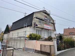 Chantier de ravalement de façade.