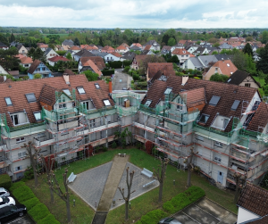 Chantier de ravalement de façade.