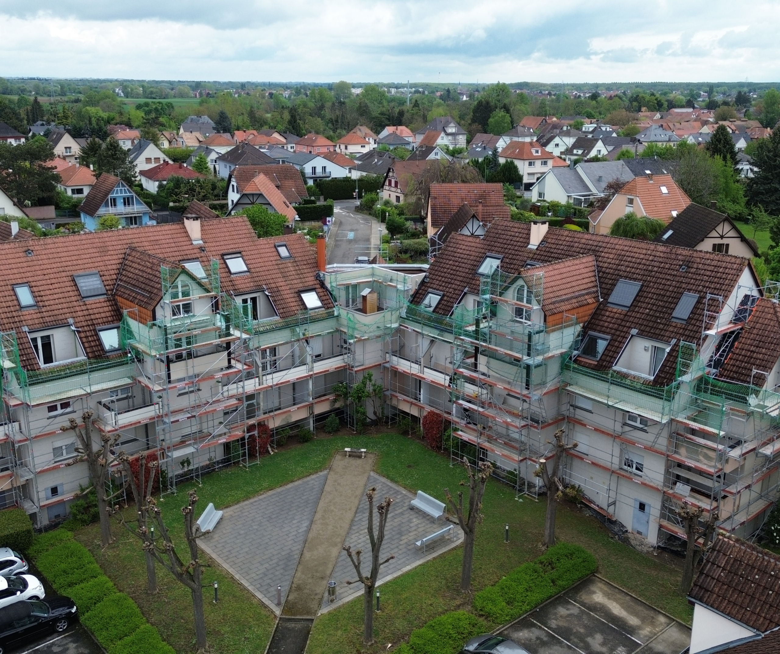 Chantier de ravalement de façade.