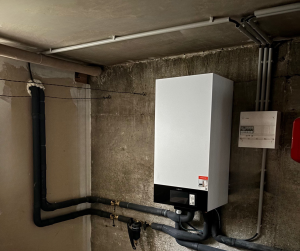 Pose d'une pompe à chaleur.