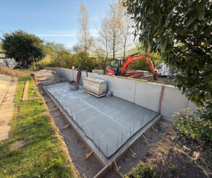 Construction d'un pool house.