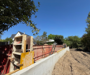 Construction d'un pool house.