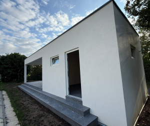 Construction d'un pool house.