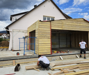 Extension de maison en ossature bois.